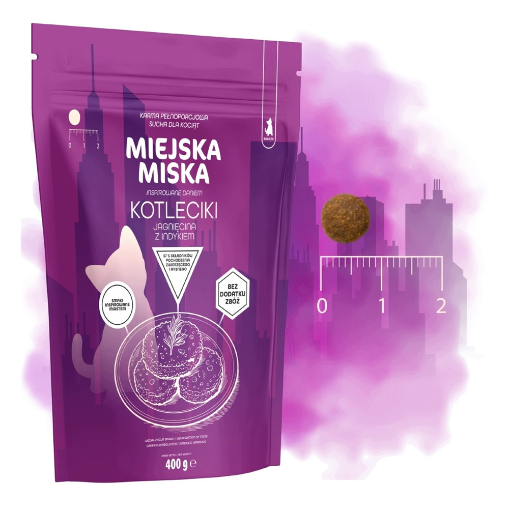 Miejska Miska Gaczoo Kotleciki Jagnięcina Karma Sucha dla Kociąt 400g XS/S